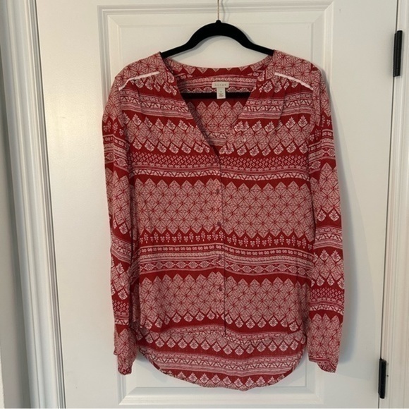 Hinge red patterned top - Picture 1 of 3